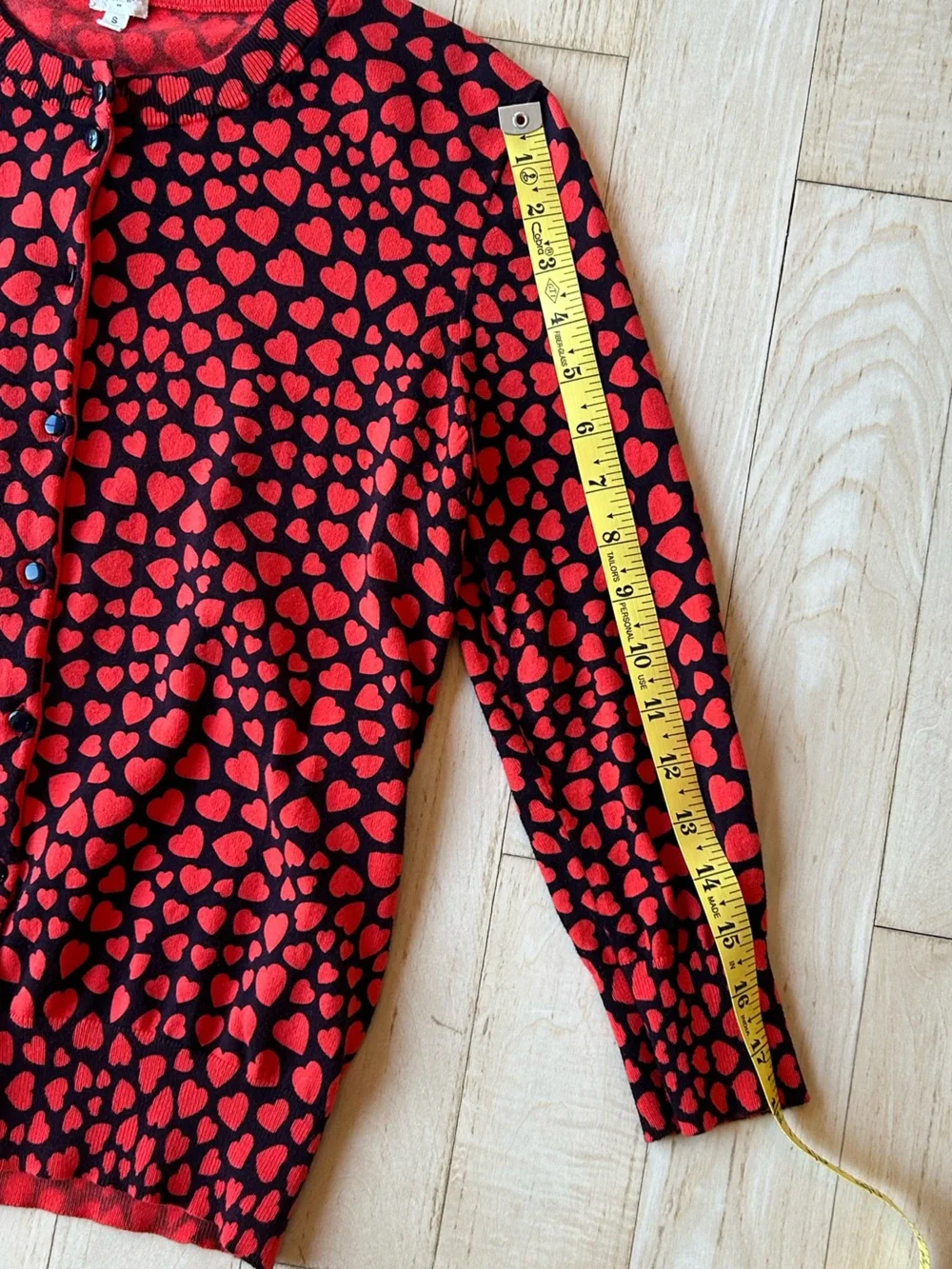 J. Crew Women’s Clare 100% Cotton Hearts Cardigan Red/Black Size Small